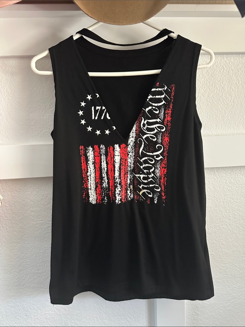 Women’s Black 'We the People' V-Neck Graphic Tank